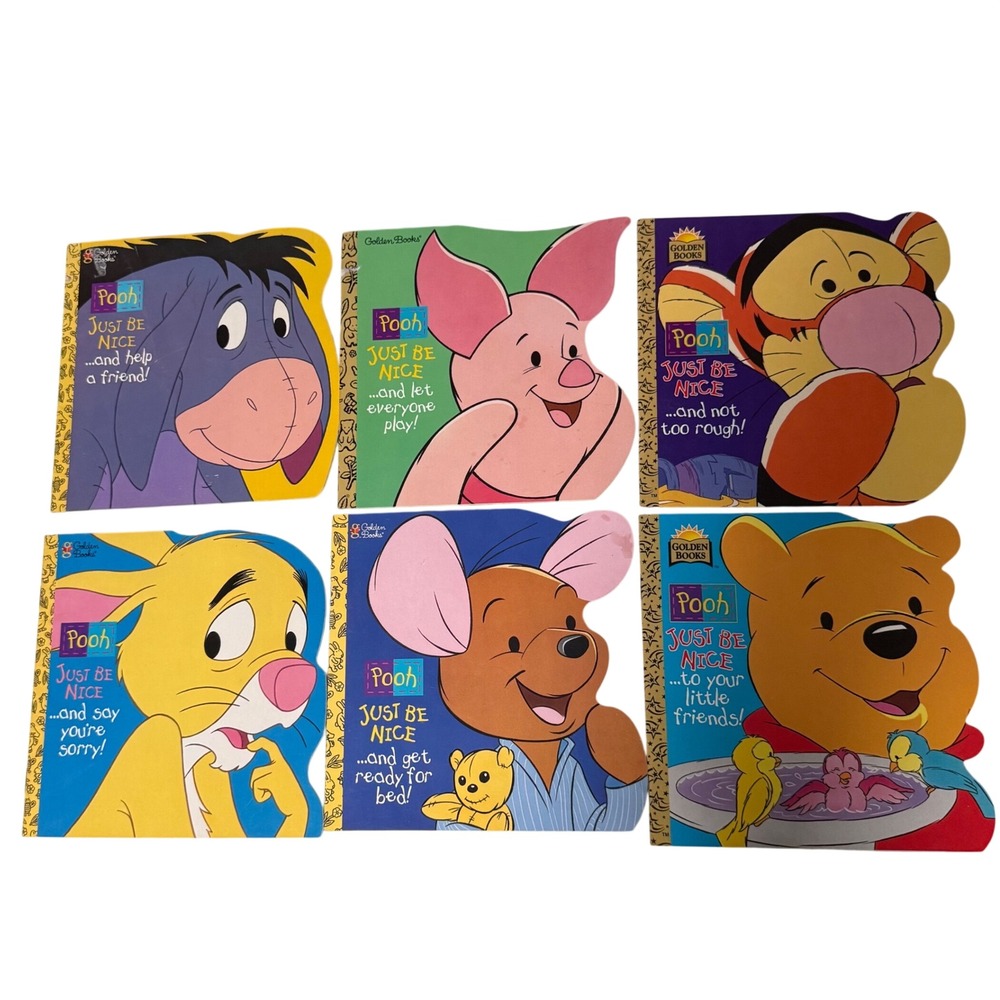 Vintage 1997 90s Disney Winnie the Pok Cutout Books Set Piglet Tigger Roo Rabbit